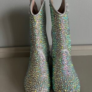 Silver crystal rhinestone cowboy boots